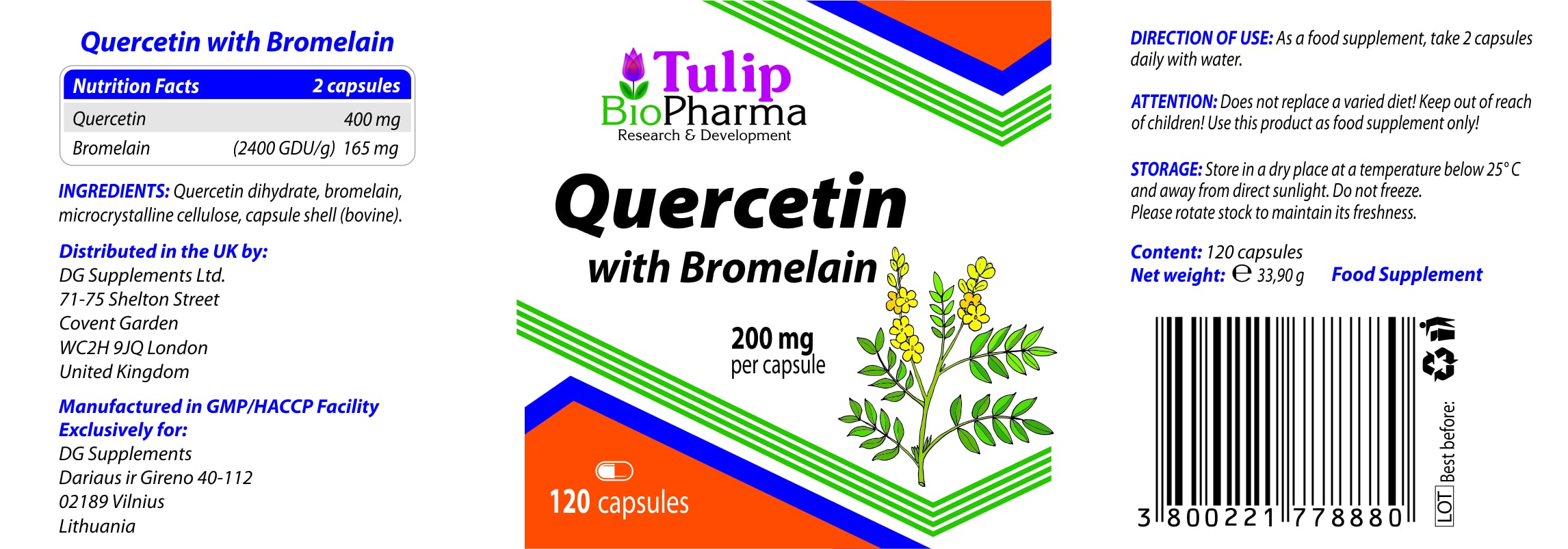 Buy Quercetin Bromelain Complex 120 Capsules, Certificate of Analysis