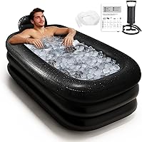 Inflatoast Portable Inflatable Bathtub for Adults with Cover - Large 62x37x18in Ice Bath Hot Tub, Pump Included for Recovery & Home SPA