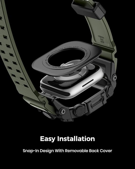 amBand Bands Case Compatible with Apple Watch SE 3/SE 2/SE/6/5/4 44mm for Men, M3 Rugged Heavy Duty Cover Tactical Strap Military Grade Protective Bumper Protector for iWatch 44 mm Men Army Green