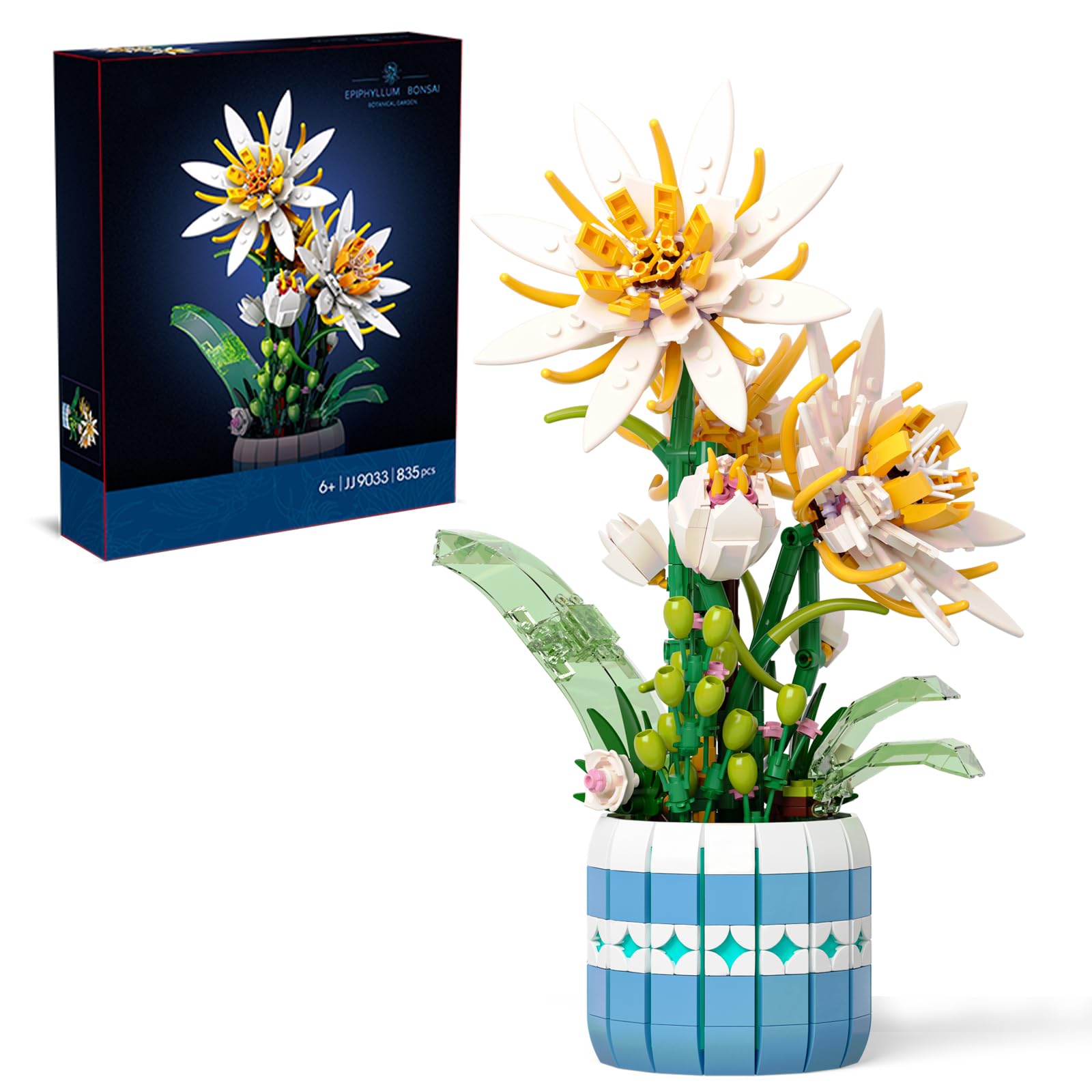 QLT Ideas Epiphyllum Flower Building Kit, Exquisite Flower Bonsai Building Blocks,Plants and Flowers,Botanical Collection