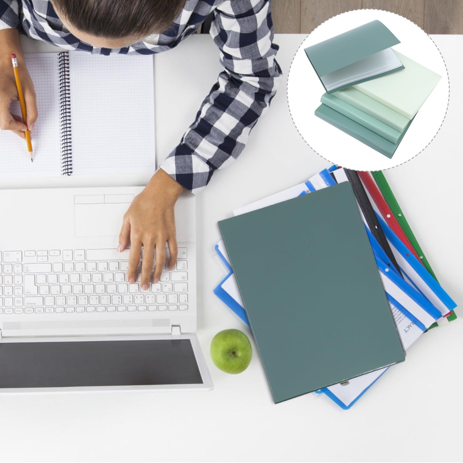 Organizer Documenti Portabile 5 Pezzi in Pp Verde 32 Pagine e Tasche Multiple, Cartelline Trasparenti Multifunzionali per Lavoro e Regalo Pratico