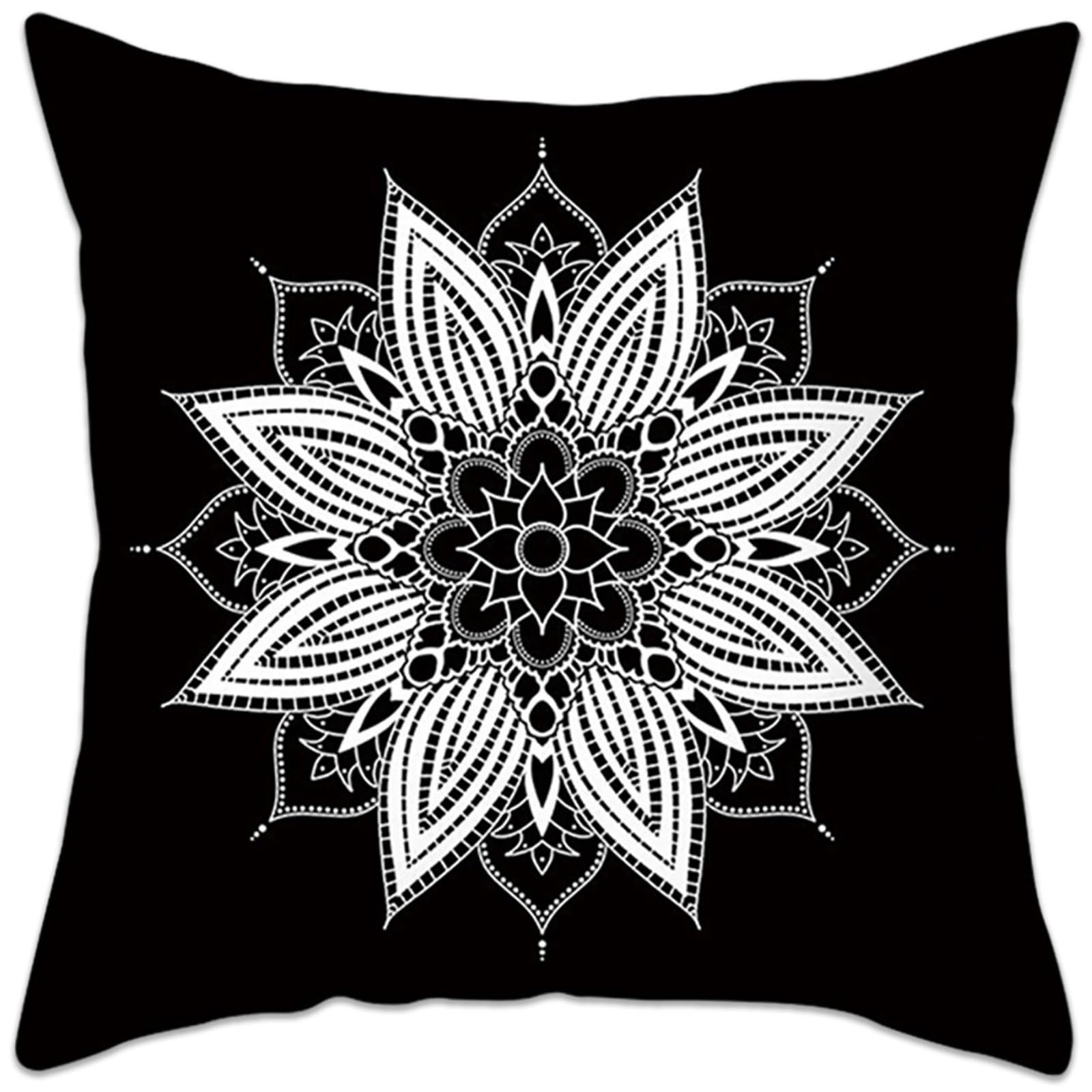Betadistor Black Cushion Cover Furniture Decorative Square Floral Pattern Double Sided Printing Pillow Cover for Home Office Sofa Couch Car Garden 45 x 45cm - Image 4