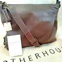 MOTHER HOUSE 本革 ショルダーバッグ　ダークブラウン 中古・古着通販】MOTHERHOUSE (マザーハウス) レザーショルダー