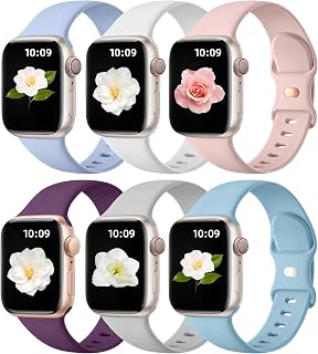 Maledan 6 Stück Silikon Armband für Apple Watch Armband 40mm 42mm 38mm 41mm