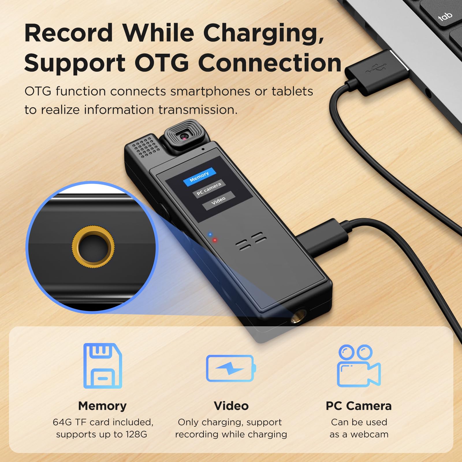 Body Camera with Audio Recording, Portable Wearable Small Body Worn Cam, FHD Video Recorder, 1.3" LCD Screen Police Cams for Home, Built-in 64GB Card with Night Vision, Bike Cameras, Law Enforcement