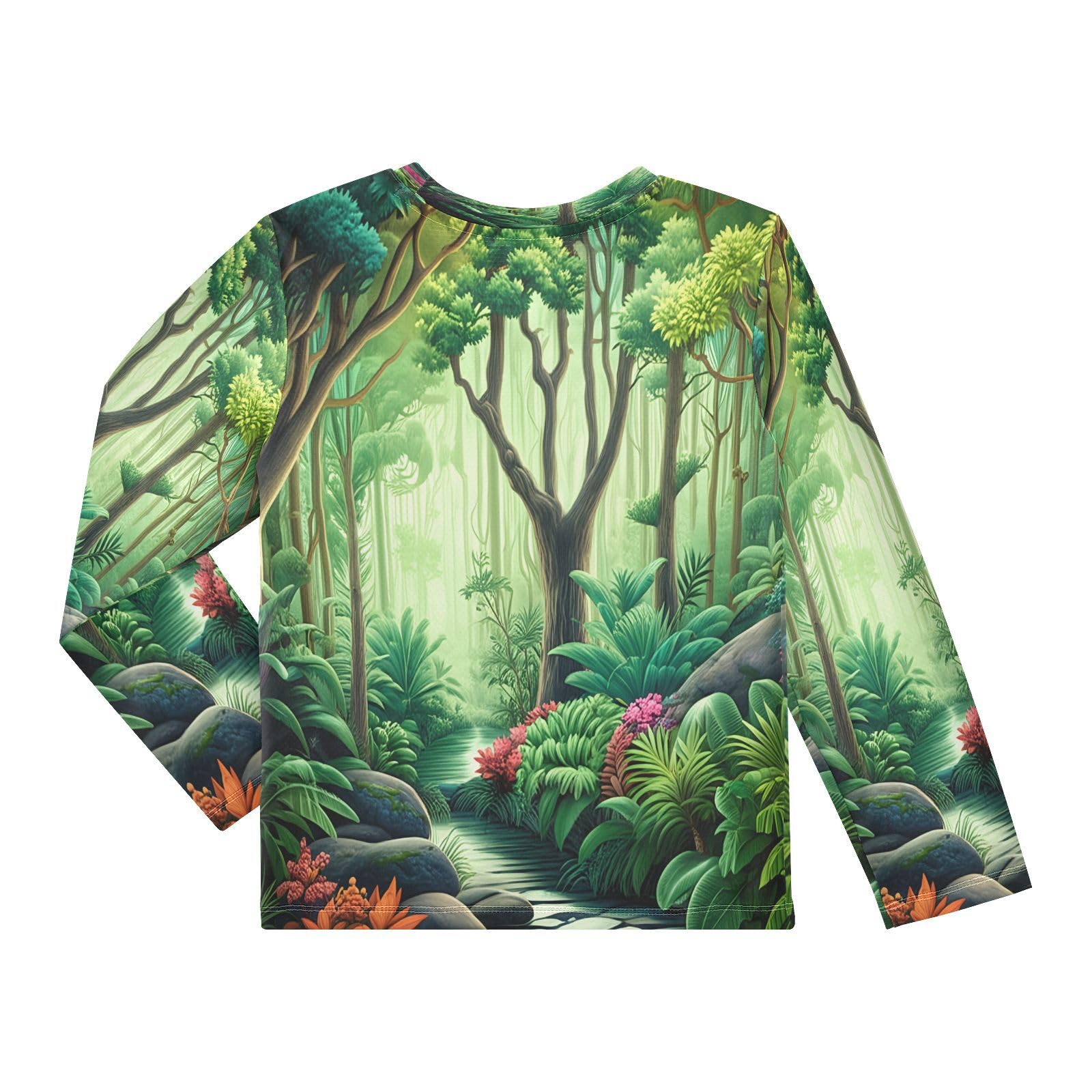 Jungle Stream Tropical Plants Rash Guard Shirt for Boys Sun Protection Shirt for Toddler Kid UPF50+ 7-8T