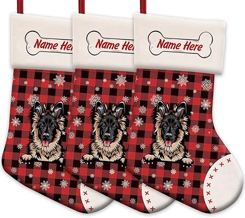 Vista 9 de Foto personalizada, Feliz Navidad, búfalo rojo, a cuadros, calcetín de Navidad para perro, copo de nieve, chimenea, decoración de vacaciones