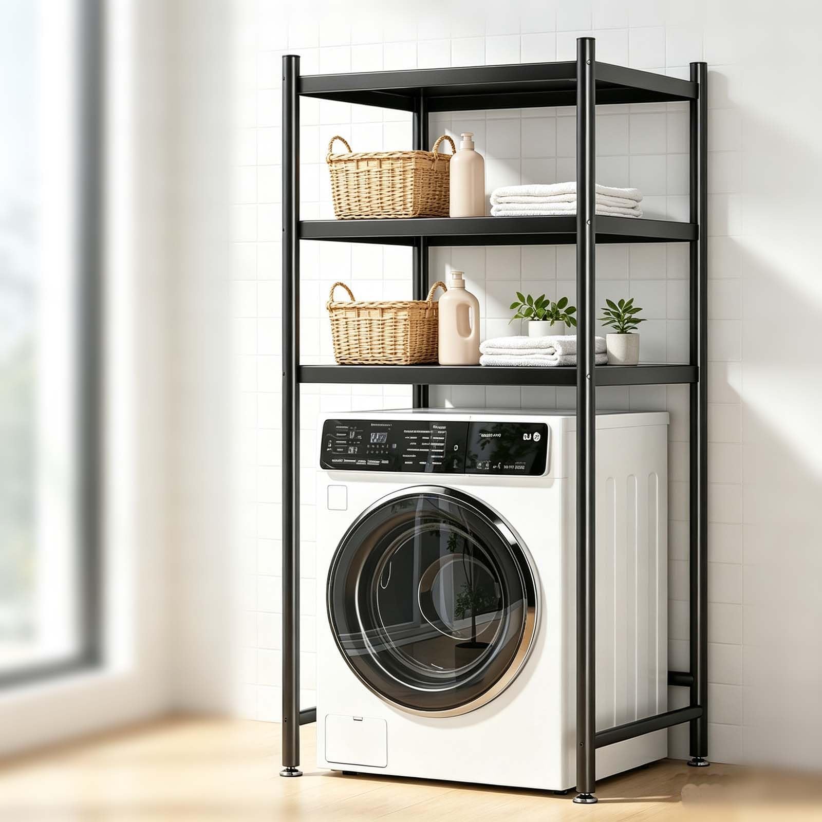 kumamart Adjustable Washing Machine Rack Over Washer Dryer Storage Shelf