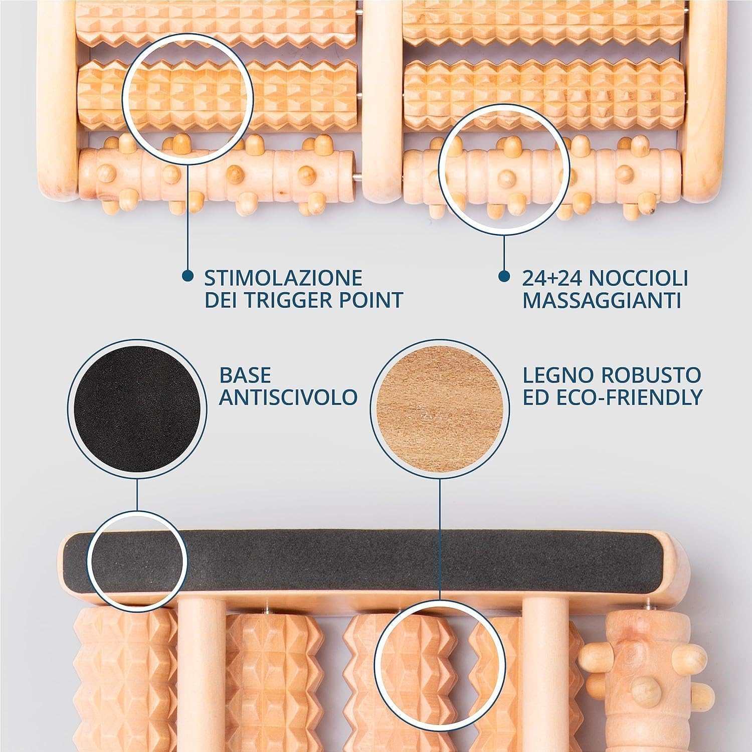 TheraFlow Massaggiatore Plantare Shiatsu, Rulli Fascite - Massaggiatore piedi con pallina massaggio muscolare, rullo massaggio, Rilascio la Fascite Plantare, Include Guida alla Riflessologia Plantare