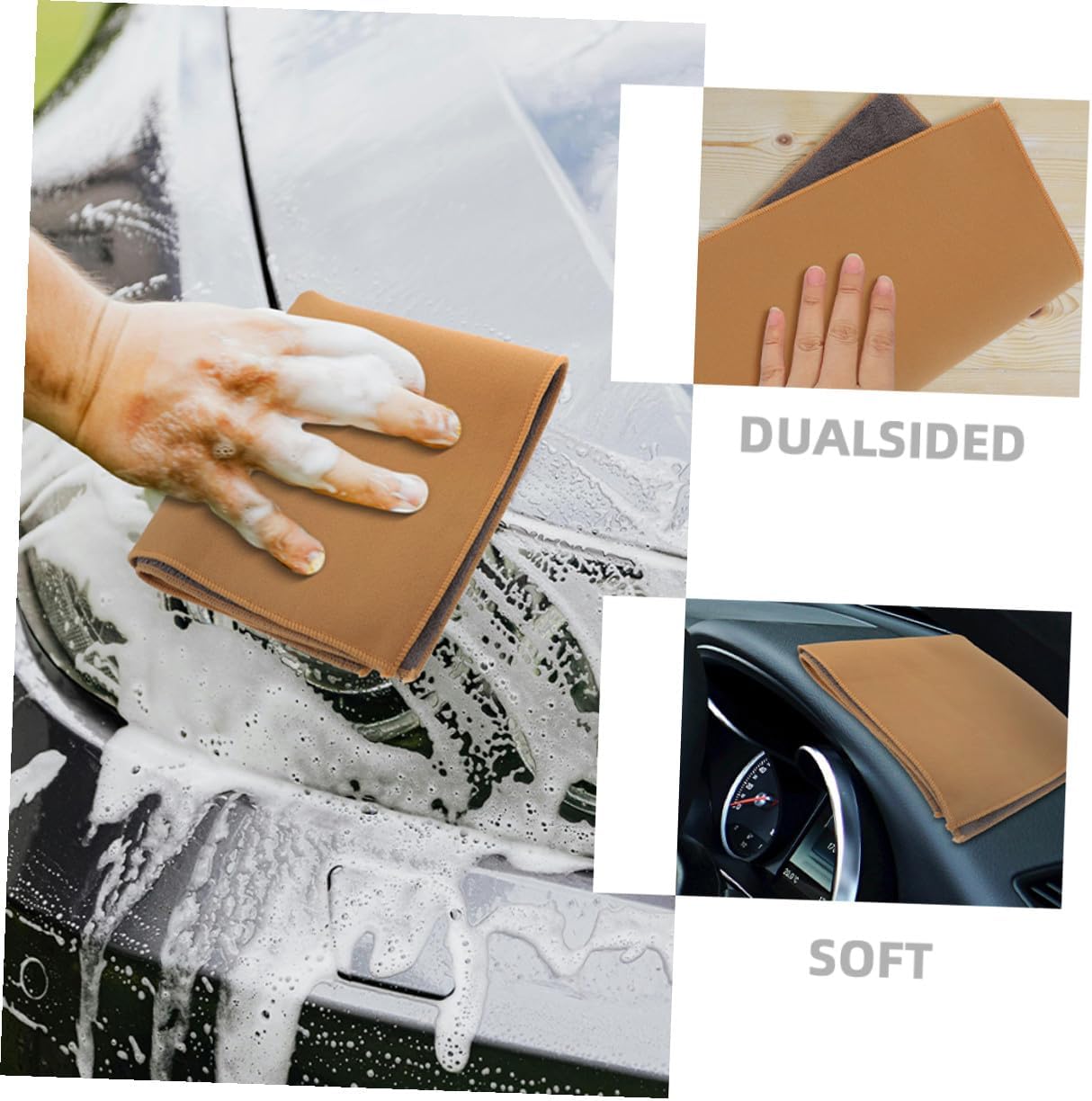 Double-Sided Microfiber Car Wash Cloth Thick Absorbent Car Drying Cloth 30x60cm Lint-Free Cleaning Cloth for Detailing and Exterior