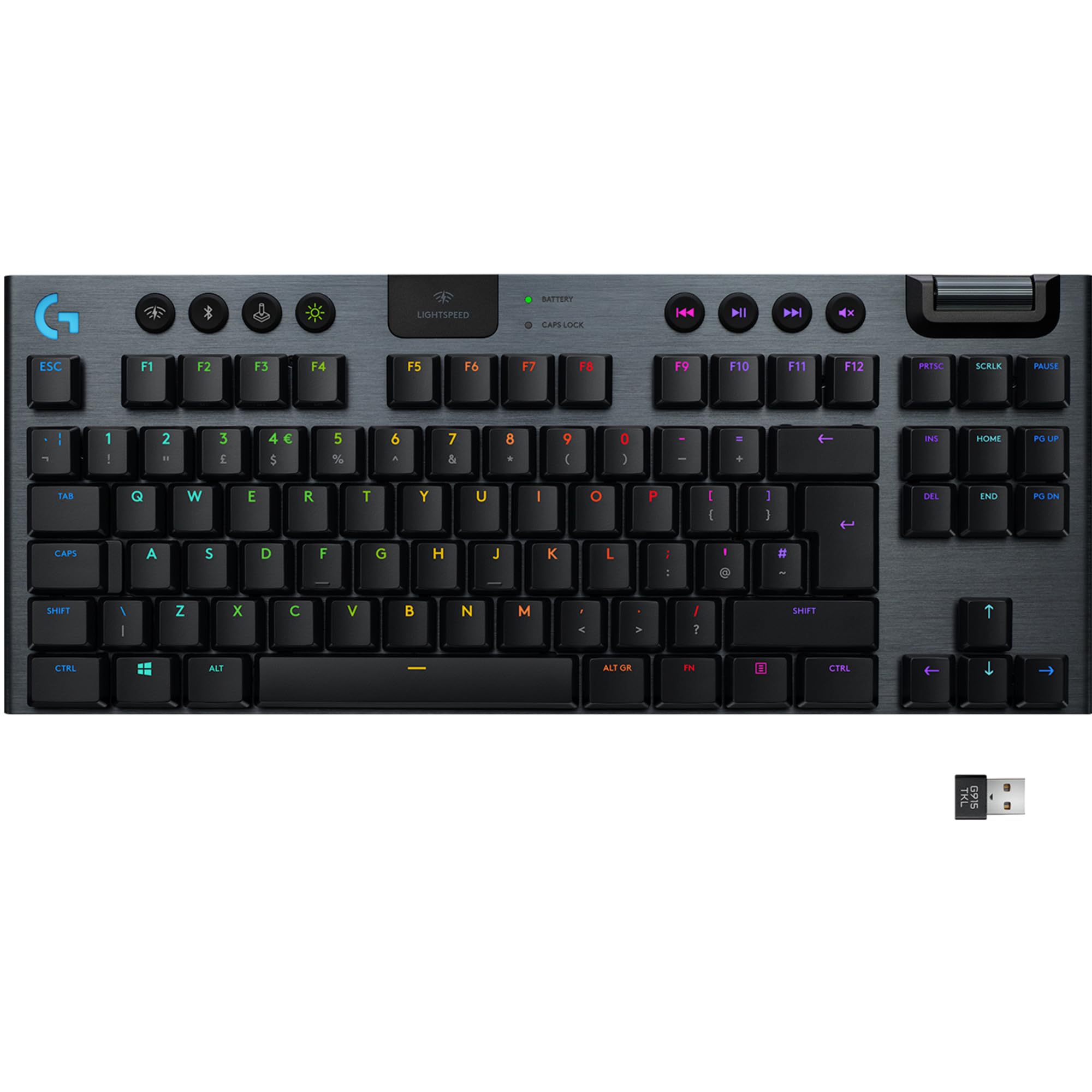 Logitech G G915 TKL - Teclado RF inalámbrico + Bluetooth QWERTZ, Color Negro