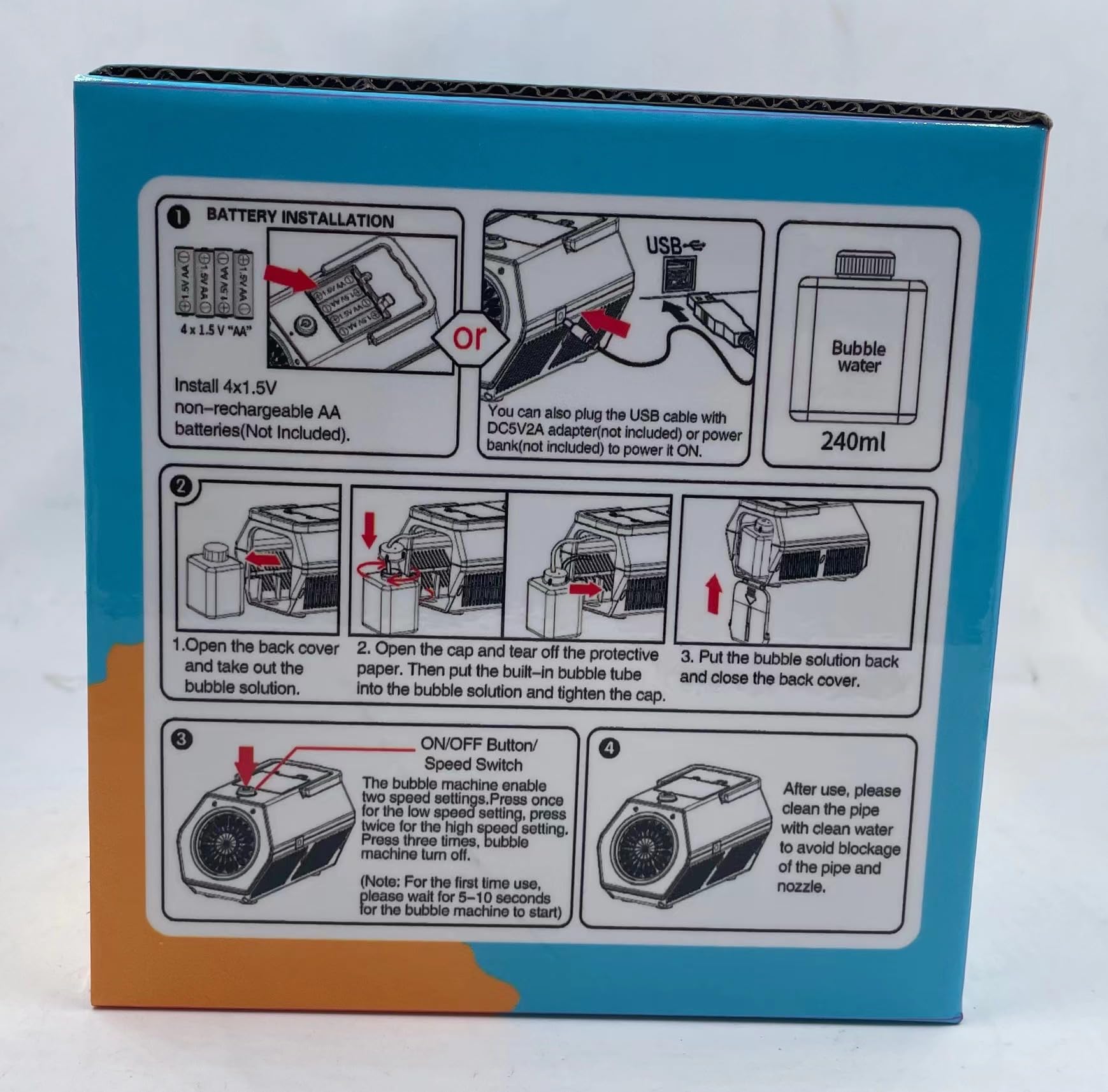 Neue Seifenblasenmaschine, Automatische Seifenblasenmaschine Kinder 10000 Blasen/Minute mit 240ML Tank, Blasenmaschine Geschenk für Kinder/Geburtstag/Party, Bubble Machine