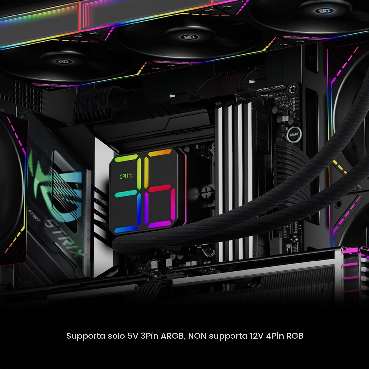 Thermalright Magic Qube 360 ARGB Black - Raffreddatore per CPU 360 Aio, tre ventole TL-M12Q PWM per AM4/AM5, Intel LGA1851/1700/115X/1200