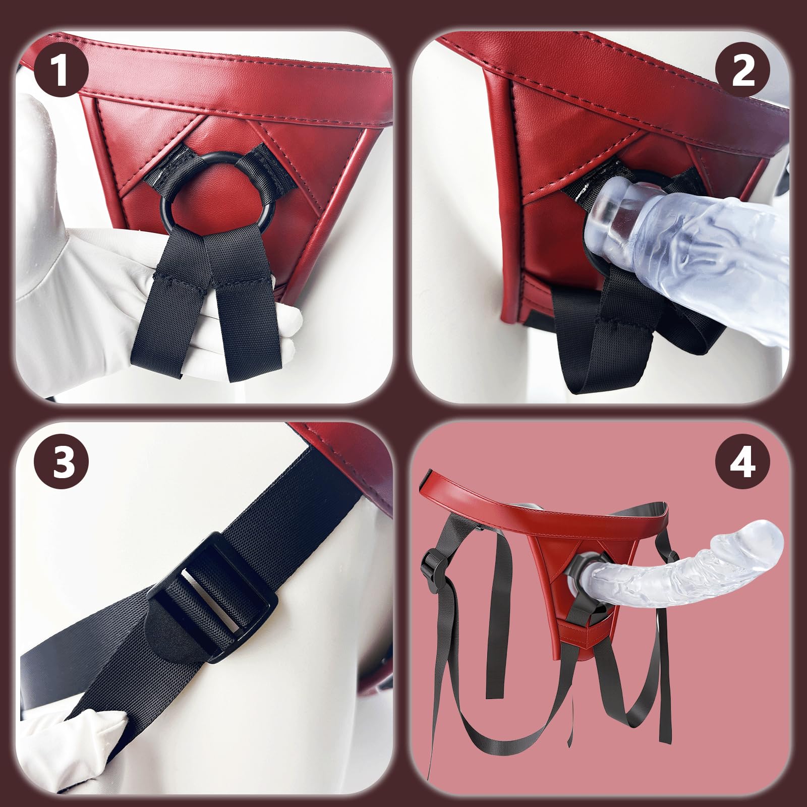 Strap On-Harness Lesbiche, Masturbatore Cintura con Cinghia Lesbica, Kit Realistico Strap On per Uomini e Donne Ventosa con Cintura, Dildo Realistici Sex Toys Anali, con Dildo Trasparente da 21.5cm, L