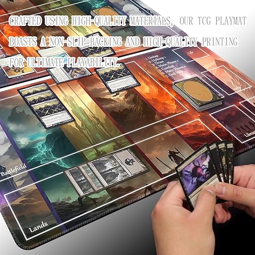 Miniatura 4 de MTG - Tapete de juego de 24 x 14 pulgadas, bolsas de almacenamiento antideslizantes, ideal para entusiastas de los juegos de cartas, tapete de juego
