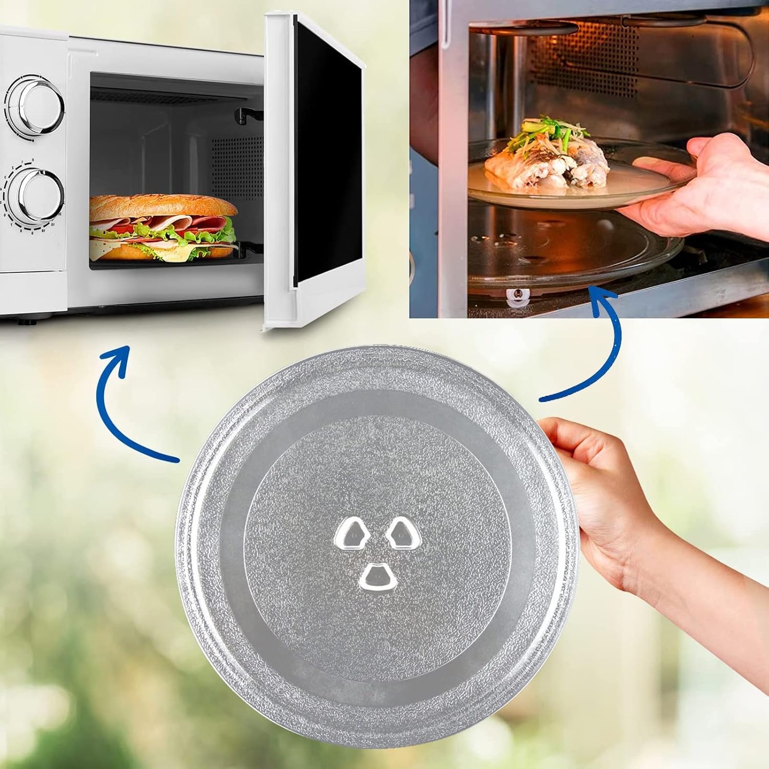 Diameter 245/255/270/315mm Microwave Glass Turntable Plate Round Microwave Glass Plate, Sturdy Microwave Plate Replacement, With Glass Plate Tray Wheel Ring-for Small Microwave ( Color : Clear , Size