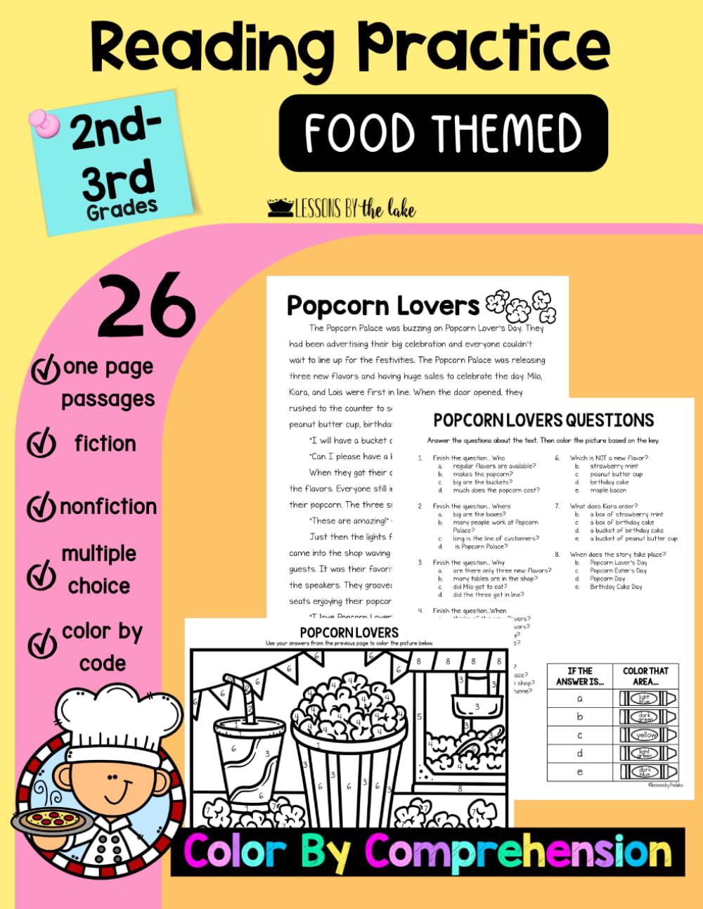 Reading Practice: Comprehension Questions, Fiction and Nonfiction Skills Workbook, Grade 2 Language, Grade 3 Learning, Color by Comprehension (Color By Comprehension Workbooks)