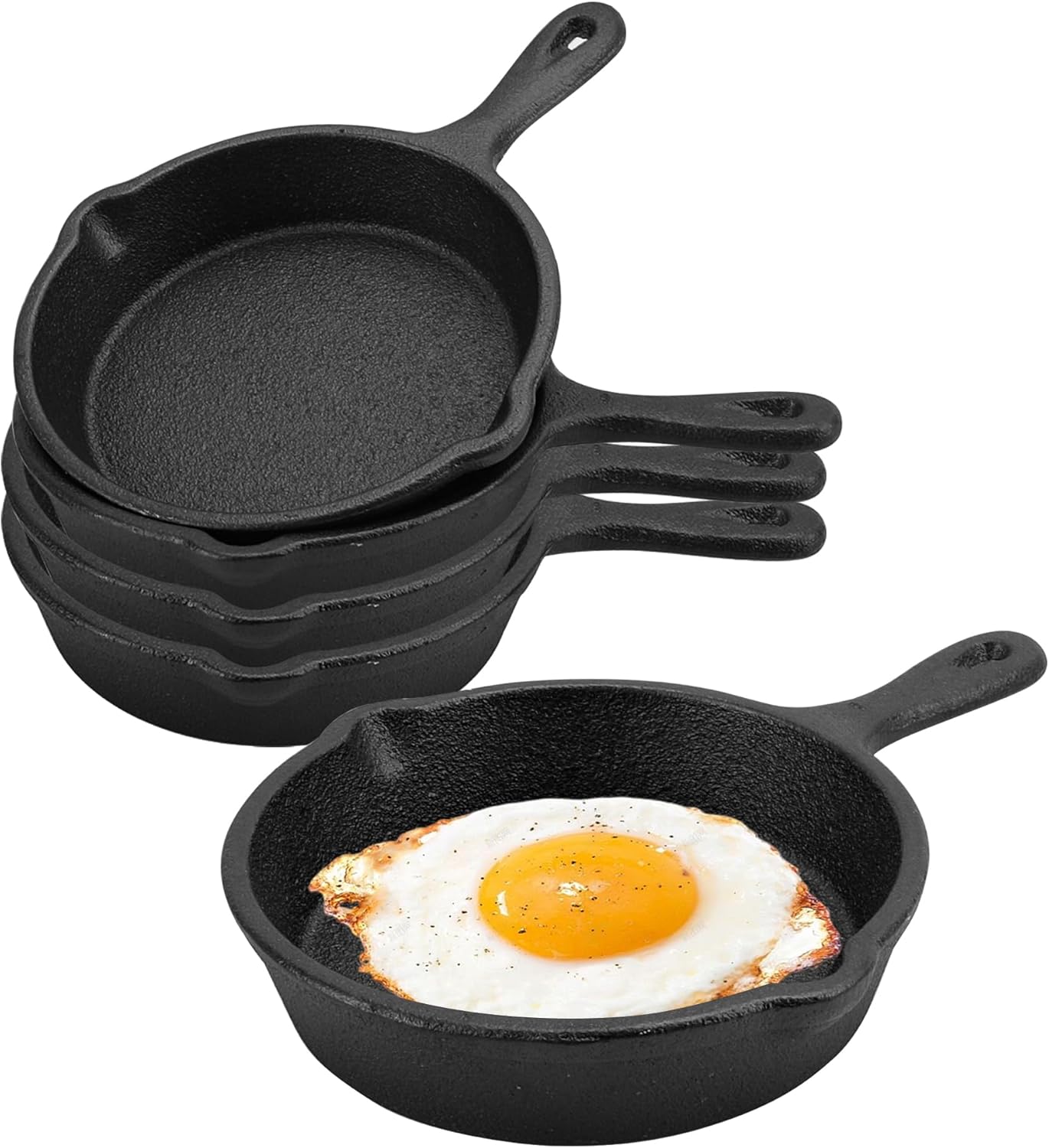 4 Pack Cast Iron Skillet 6 Inch, Nonstick Small Cast Iron Skillet, Black Small Frying Pan for Indoor and Outdoor Restaurant Kitchen