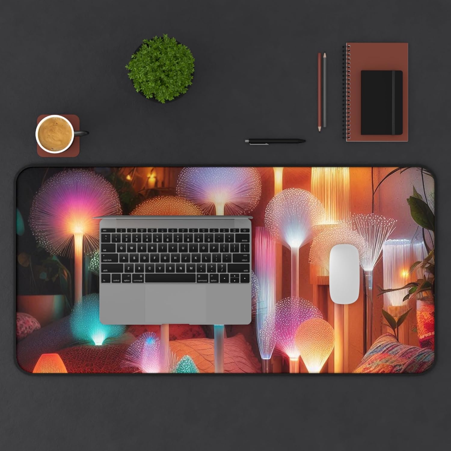 LED Fiber Optic Lamps Desk Mat - Vibrant Colors with Premium Smooth Surface