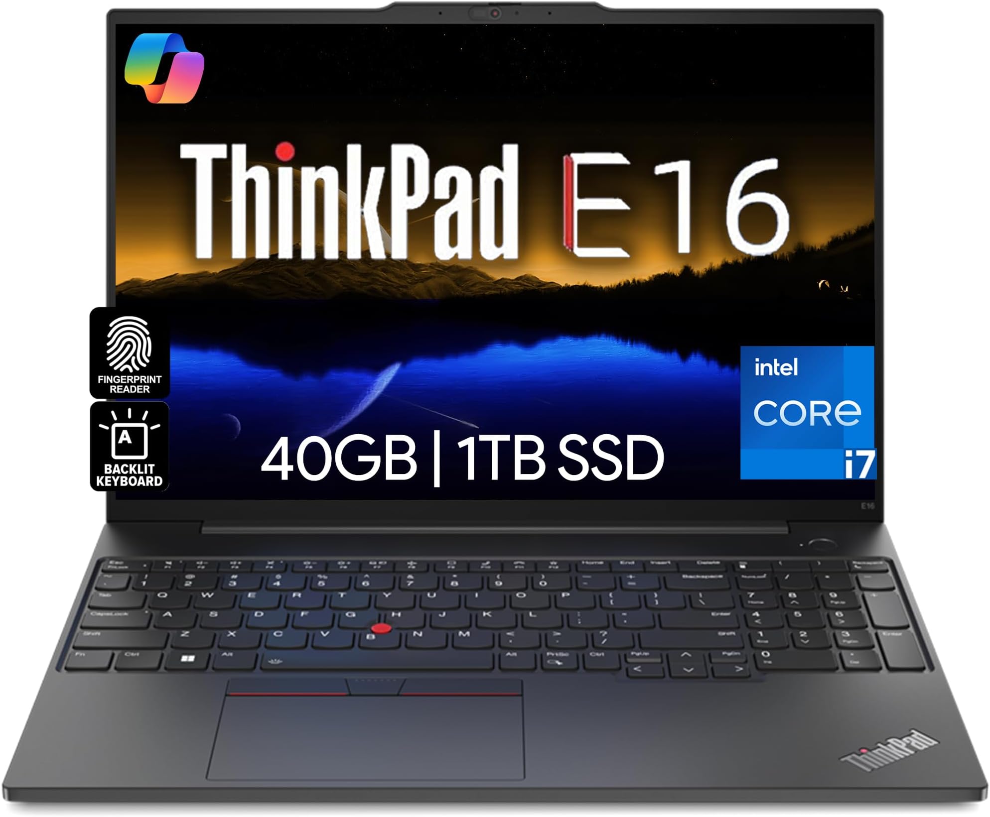 Oemgenuine Lenovo ThinkPad E16, WUXGA 16" IPS, Intel 10 Core i7-1355U, 40GB RAM, 1TB NVMe, Fingerprint, Backlit KB, WiFi 6, Bluetooth, RJ-45, W11P, Business Laptop