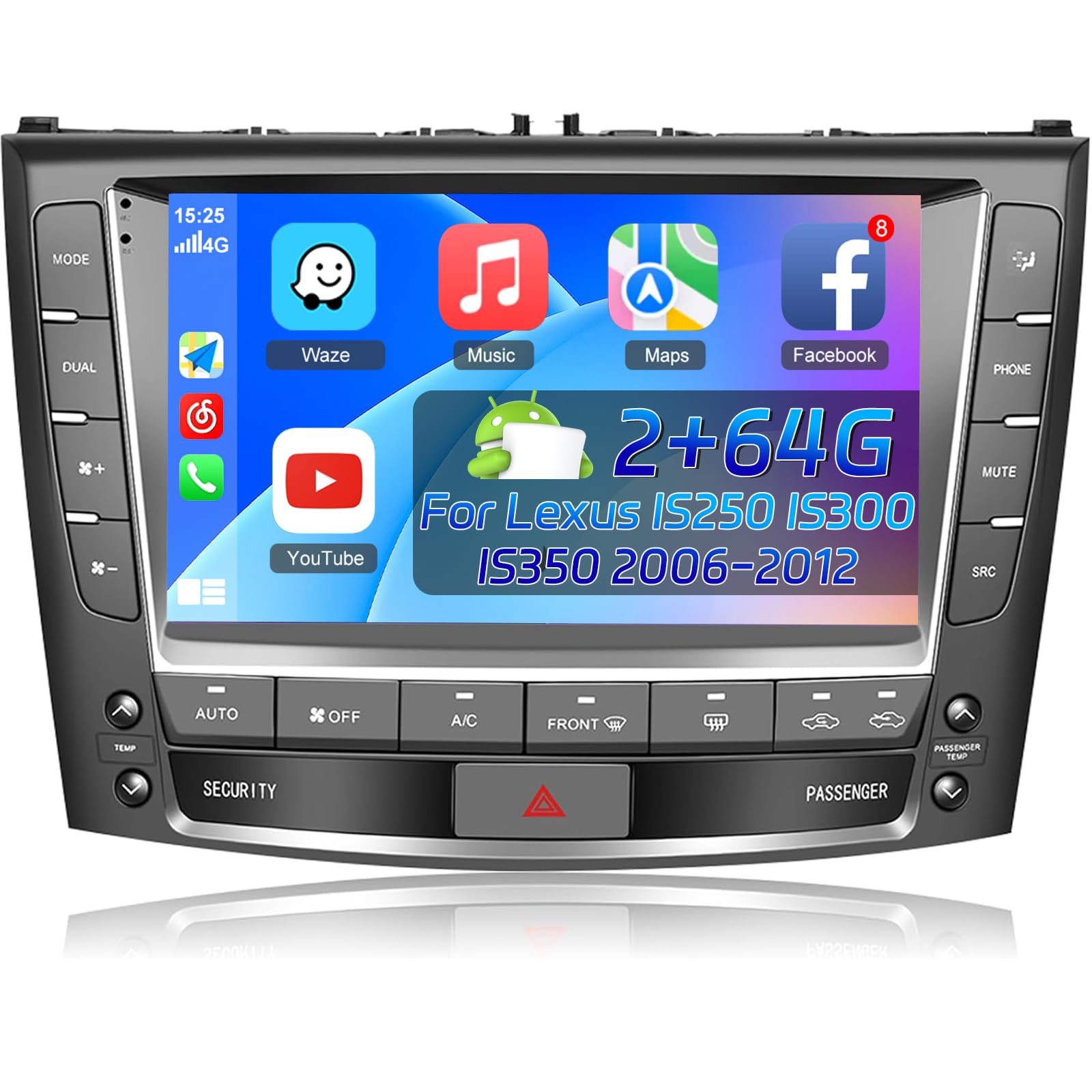 [2+64G] NHOPEEW for Lexus IS250 IS300 IS350 2006-2012 Android Car Stereo with Wireless CarPlay & Android Auto - 9 Inch Touch Screen Car Radio - GPS/