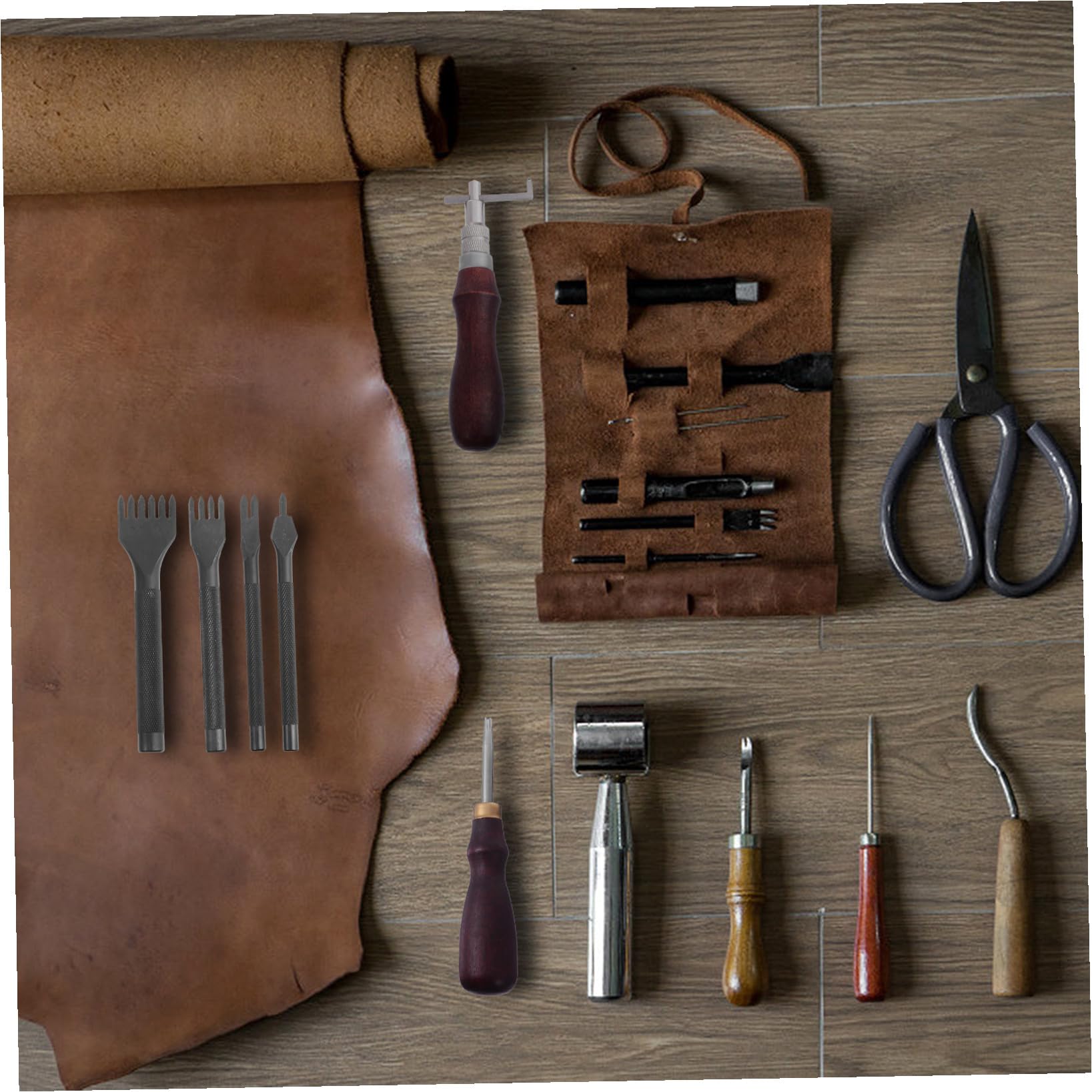 Operitacx 18 Stück Lederhandwerks-werkzeugset Ledernähset Lederbrennwerkzeug für Heimnäharbeiten Diy-werkzeugset zum Nähen Verschiedener Materialien Wie Leder, Stoff, Denim, Canvas