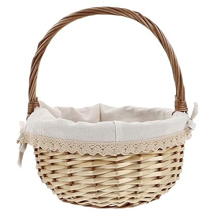 OLOMA Picnic Set, Basket Picnic Market Flower Storage Woven Vegetable Fruit Rattan Handleegg