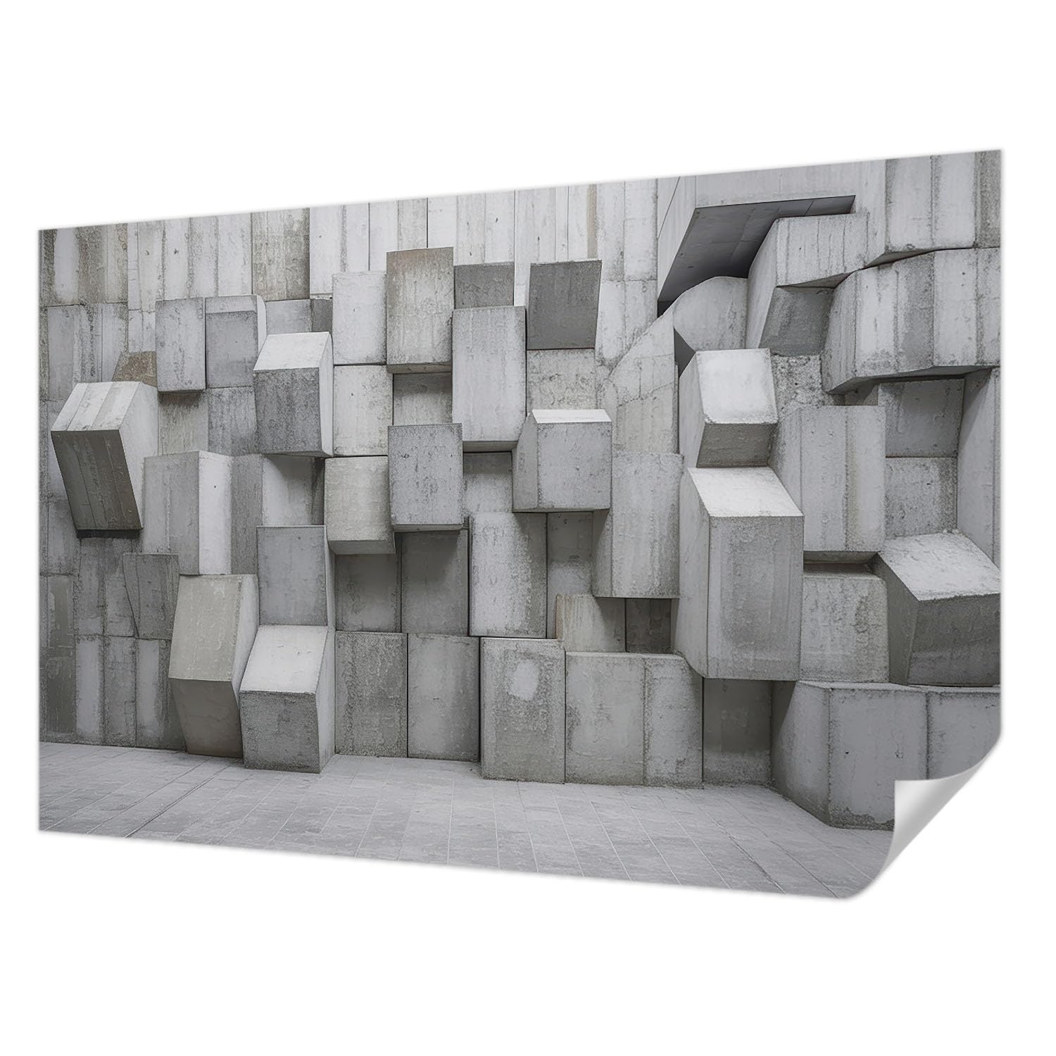 Revêtement mural résistant aux taches effet blocs de béton 104x70 cm Tulup