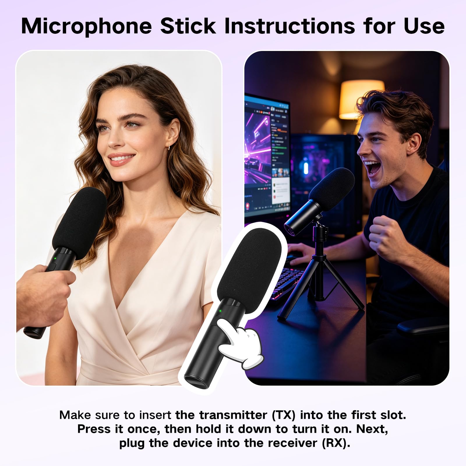 Micrófono Lavalier 4 en 1 para iPhone, iPad, Android, mini micrófono con cancelación de ruido, emparejamiento automático y silencio, micrófono podcast con trípode para teléfono móvil