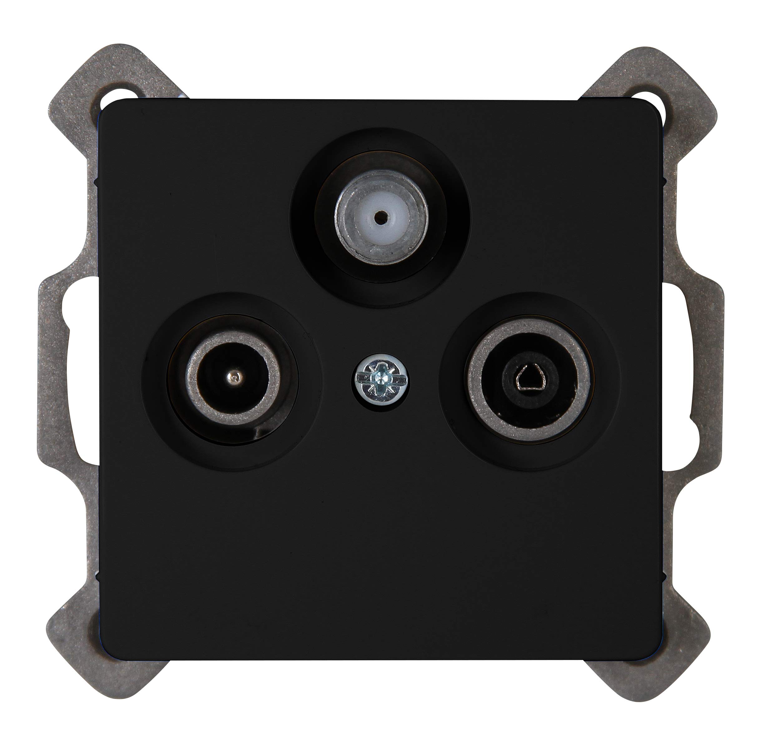 Kopp Paris 921450085 3-Way Aerial Socket for TV/RF/SAT, Flush-Mounted, Matte Black, 3-fach