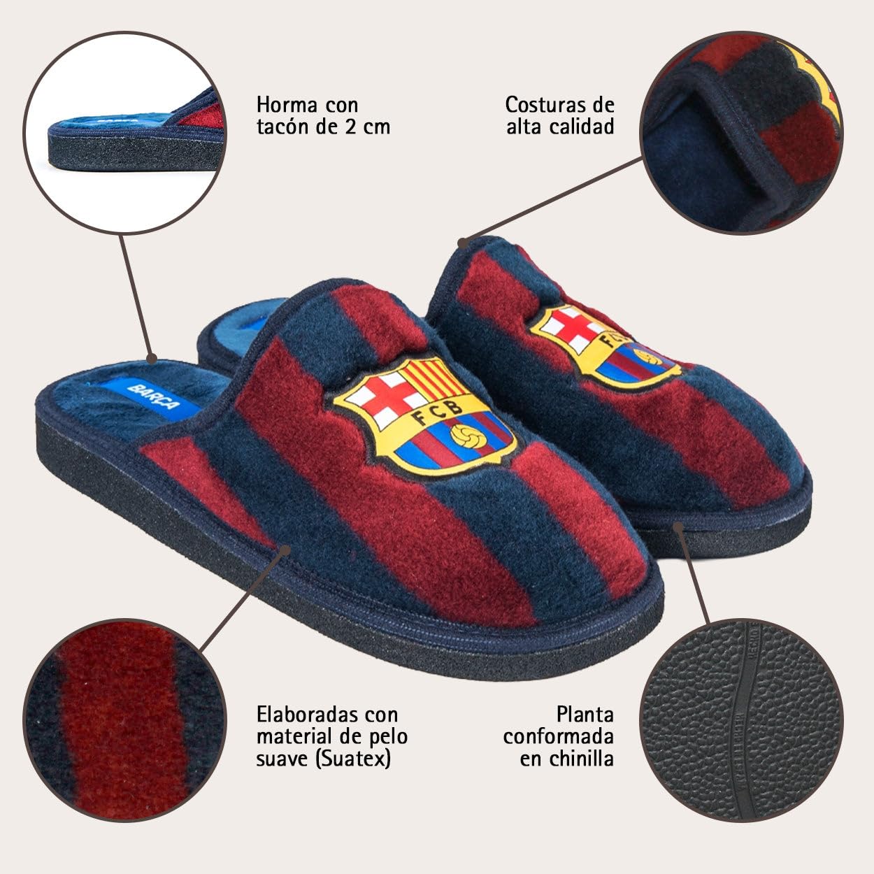MARPEN SLIPPERS Dogo Rayas Barcelona PantuflasUnisex adulto