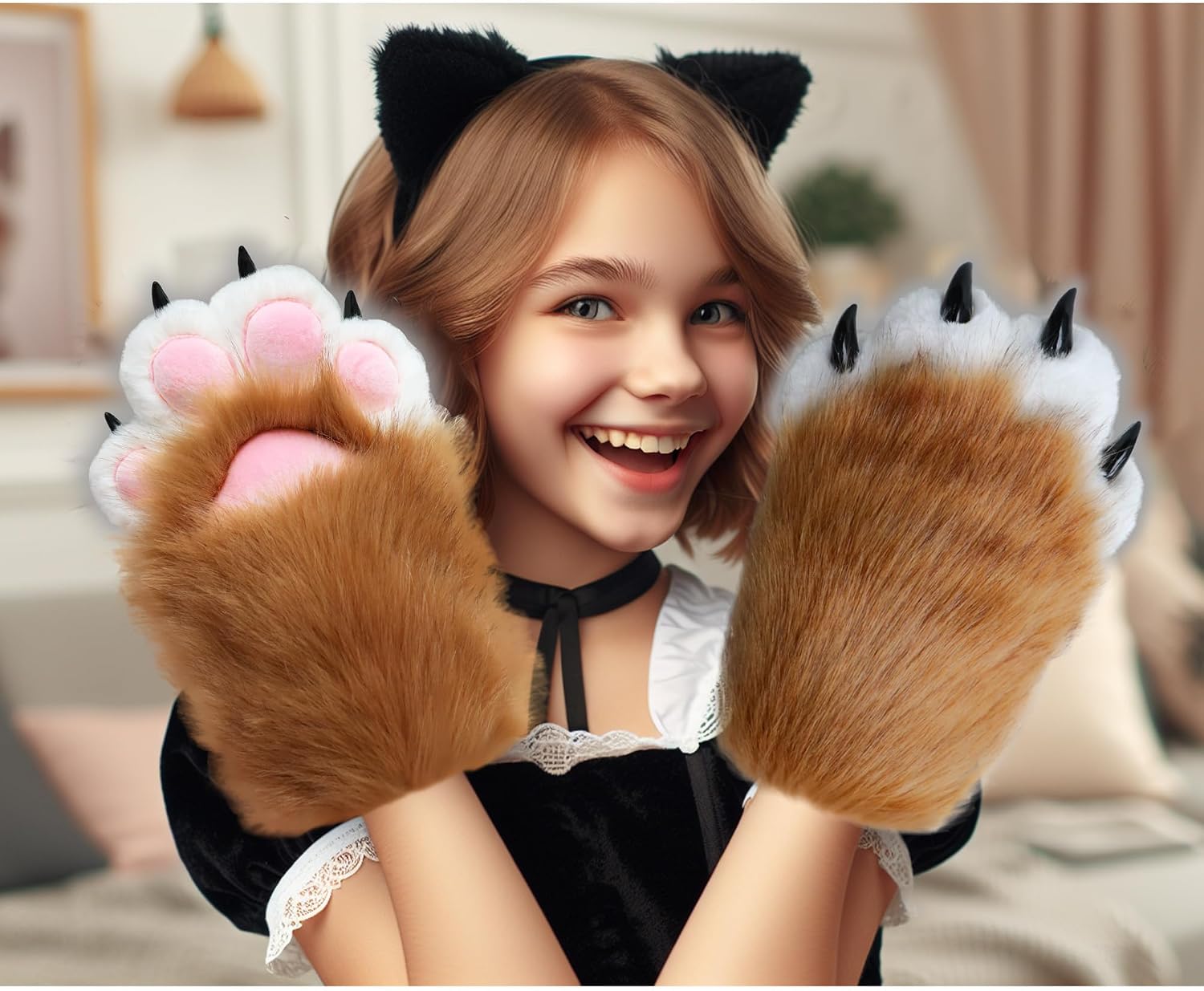Therian Paws Comfy Furry Paws Faux Fur Fursuit Paws, Therian Stuff Therian Gear, Cat Paw Gloves with Claws Cosplay