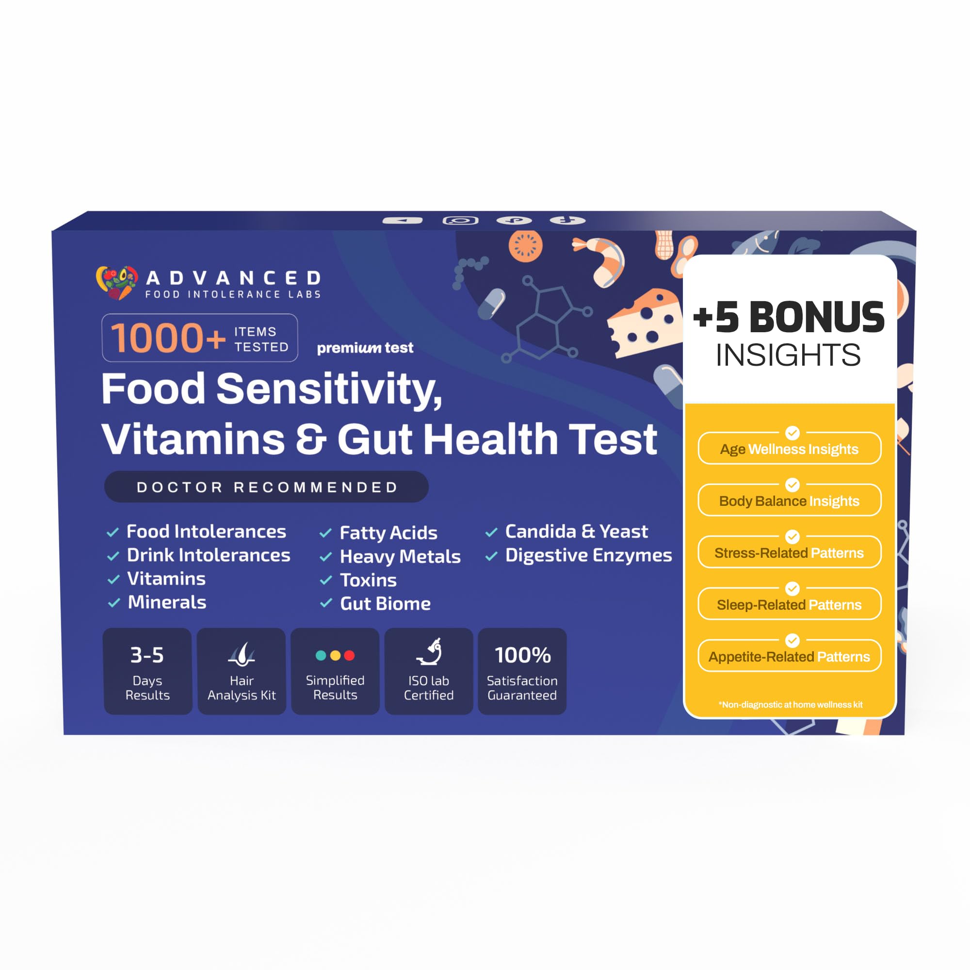 AFIL Upgraded 1000+ Foods, Drinks, Vitamins, Gut, at-Home Wellness Test Kit, Trusted Hair Analysis for Adults & Kids, at-Home Health Non-Invasive, Gluten, Dairy Health Wellness Indicators