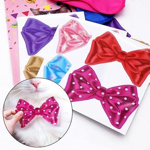 Miniatura 3 de Pin de juego de fiesta de gato rosa con el arco en el gato, paquete de 24 calcomanías con lazo para fiestas temáticas de gatos para niños y niñas