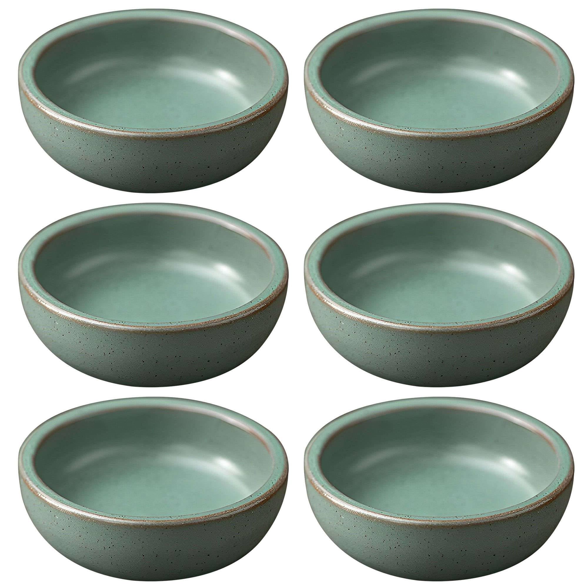 Dipschalen-Set für Sojasauce, Keramik-Dipschalen, Saucenschalen, Tapasschalen, Schalenset mit Blumenmuster für Desserts und Snacks, Grün, 6er-Set
