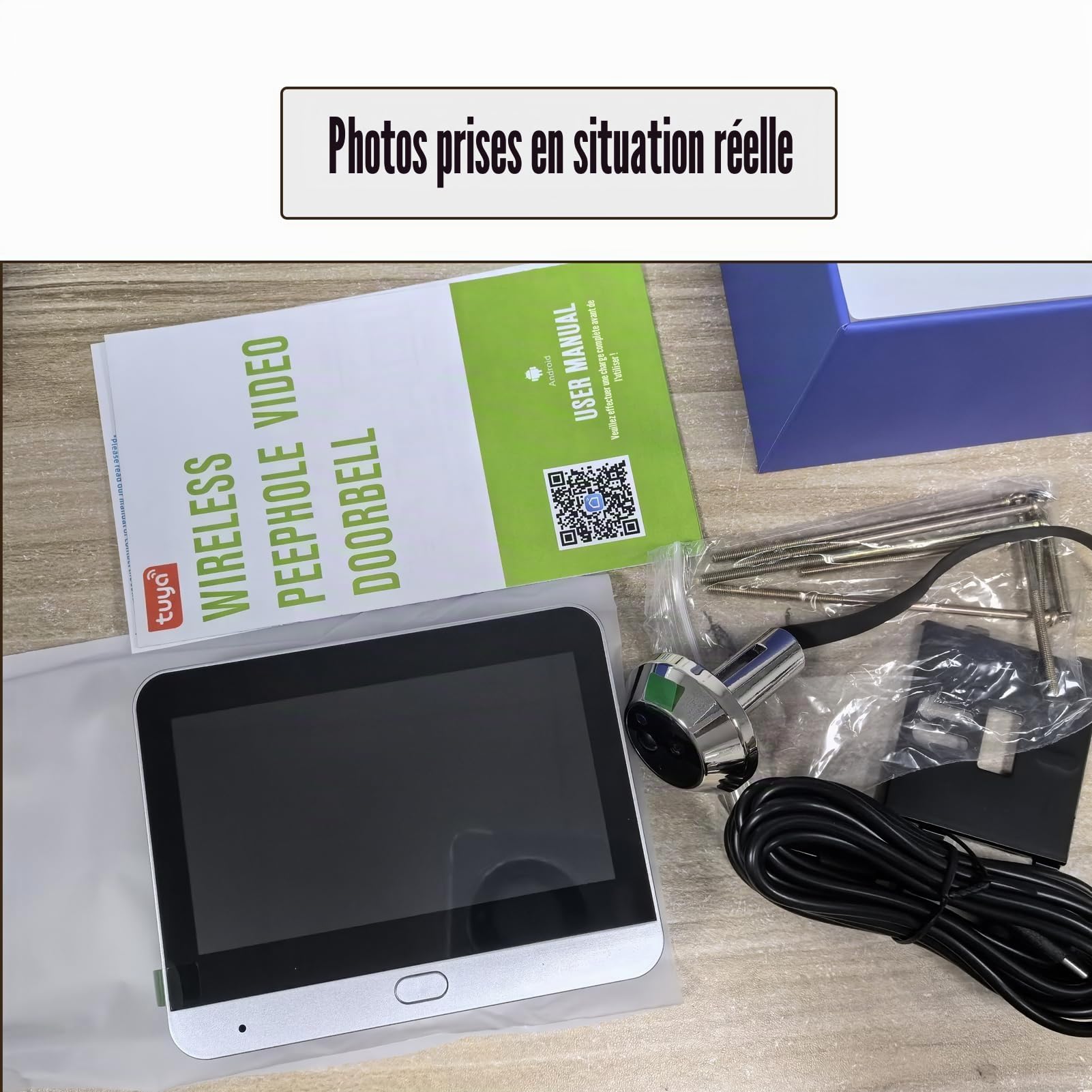 RemixAst Caméra de Visualisation de Judas de Porte, Judas numerique avec écran LCD 1080p HD vidéo Sonnette WiFi sans Fil Vision Nocturne détecteur de Mouvement pour Appartement Maison