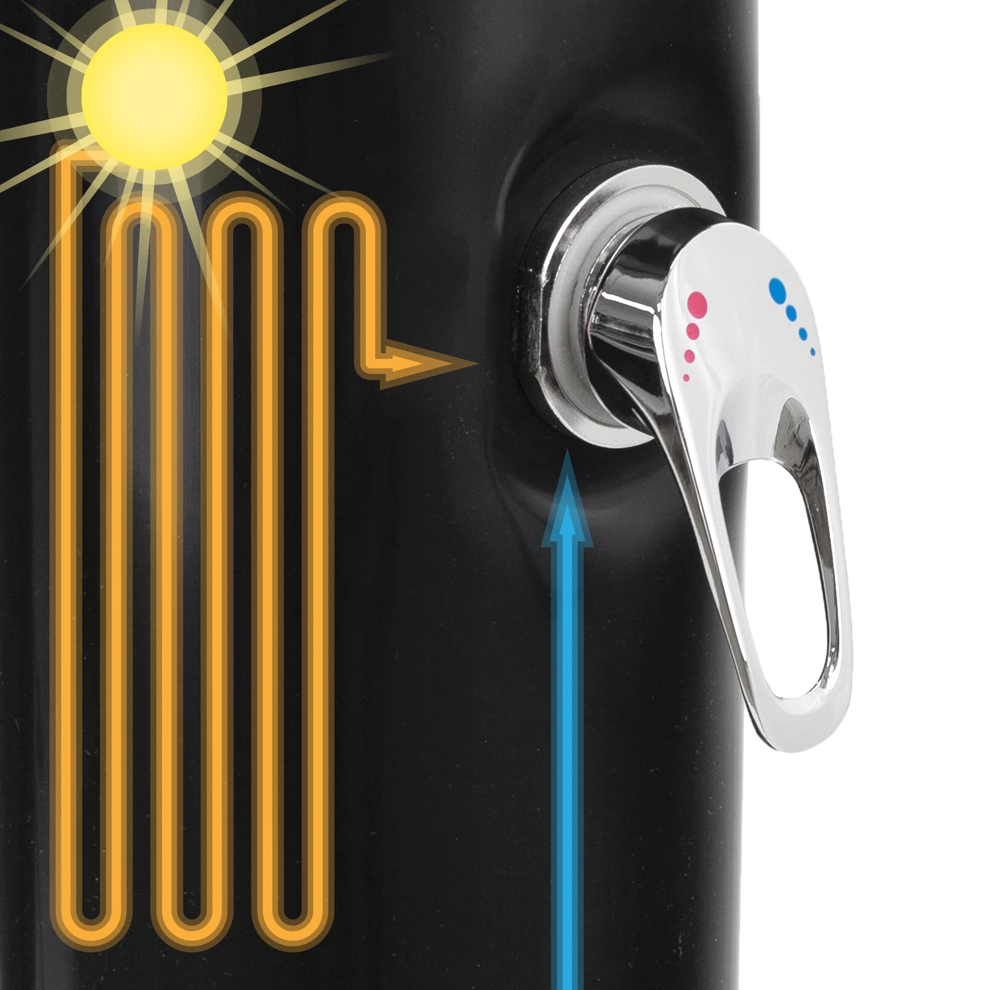 Douche de Jardin Solaire 35 L 217 cm ML-Design Noir avec Pomme de Douche à Effet Pluie Pivotante 180°