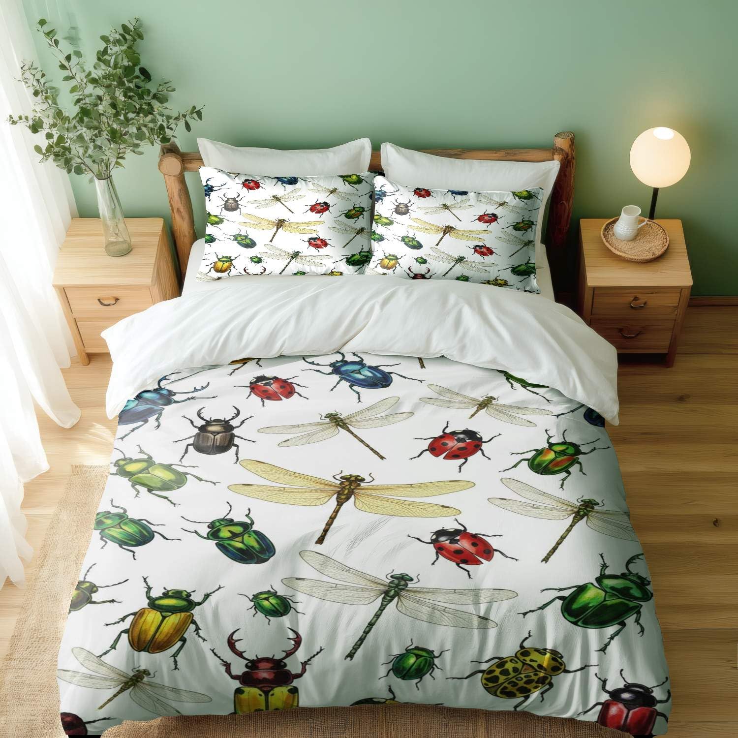 Housse de couette libellule aquarelle double parure de lit haut de gamme