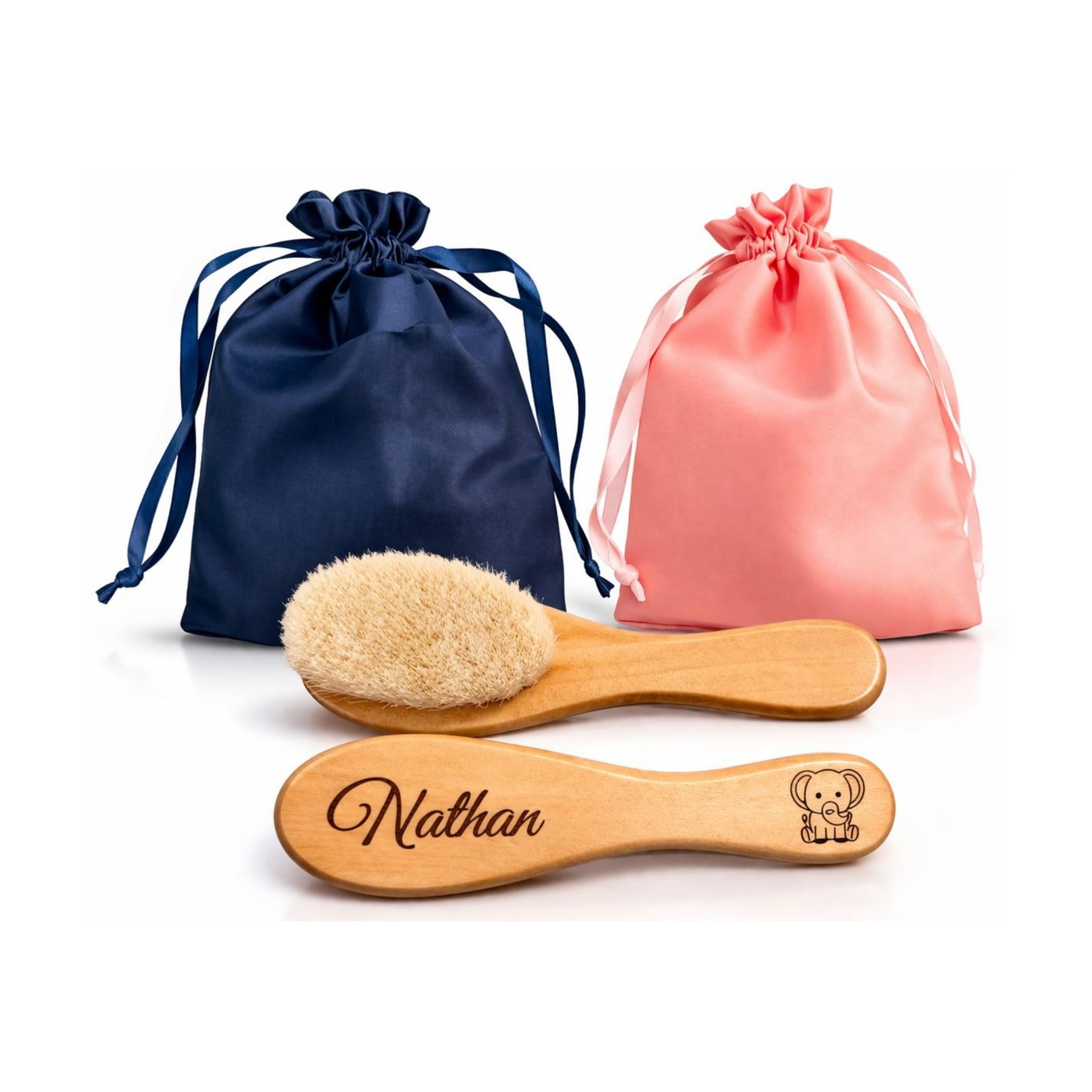 Personalised Baby Hair Brush – Soft Natural Bristle Wooden Baby Brush with Name – Handmade Newborn Hair Brush for Cradle Cap & Scalp Care – Baby Gift, Baby Shower Gift, Newborn Essentials