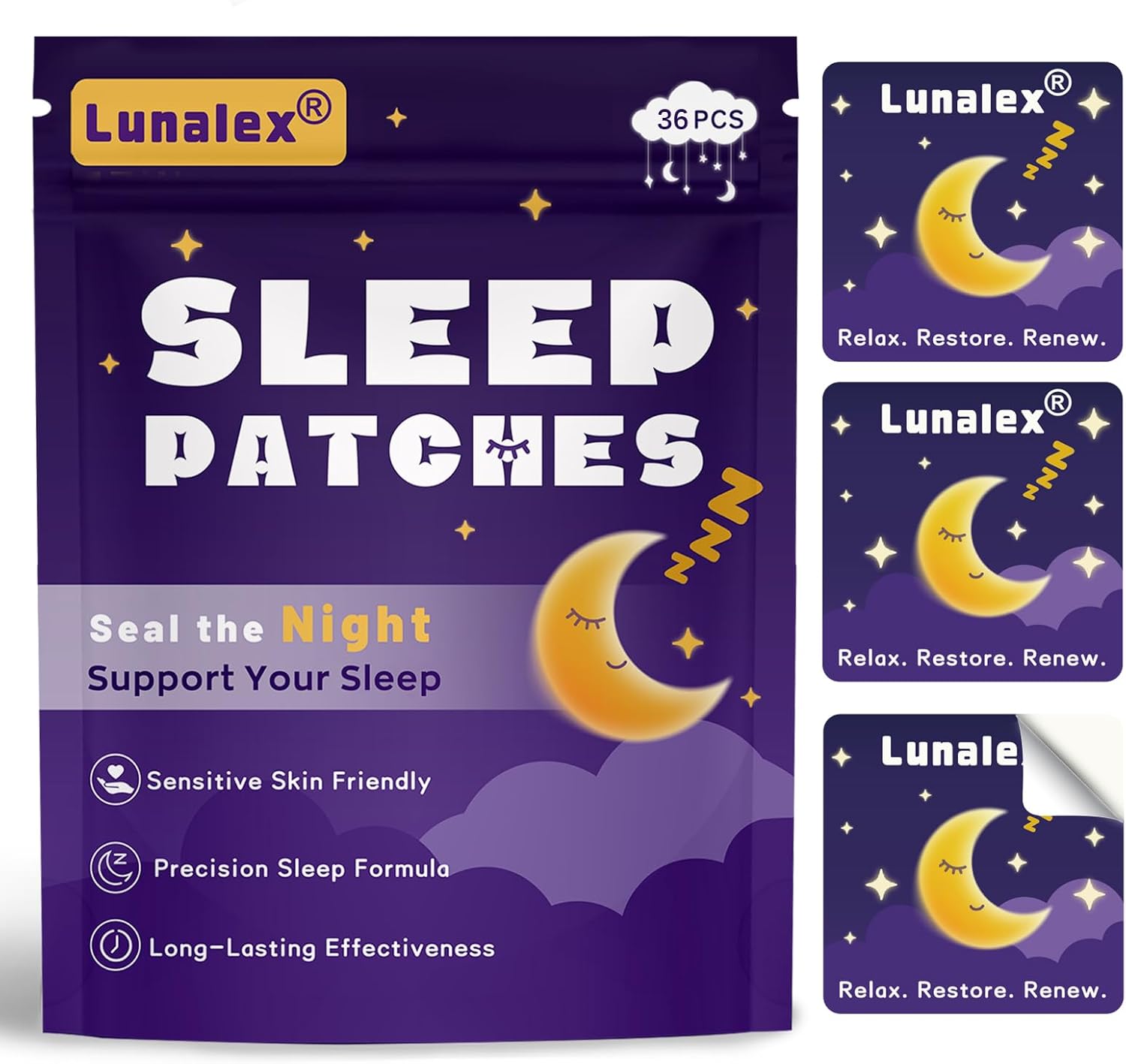 36ct Sleep Patches for Adults Extra Strength – All Natural Nighttime Comfort with Melatonin & Magnesium, Quick-Acting & Long-Lasting
