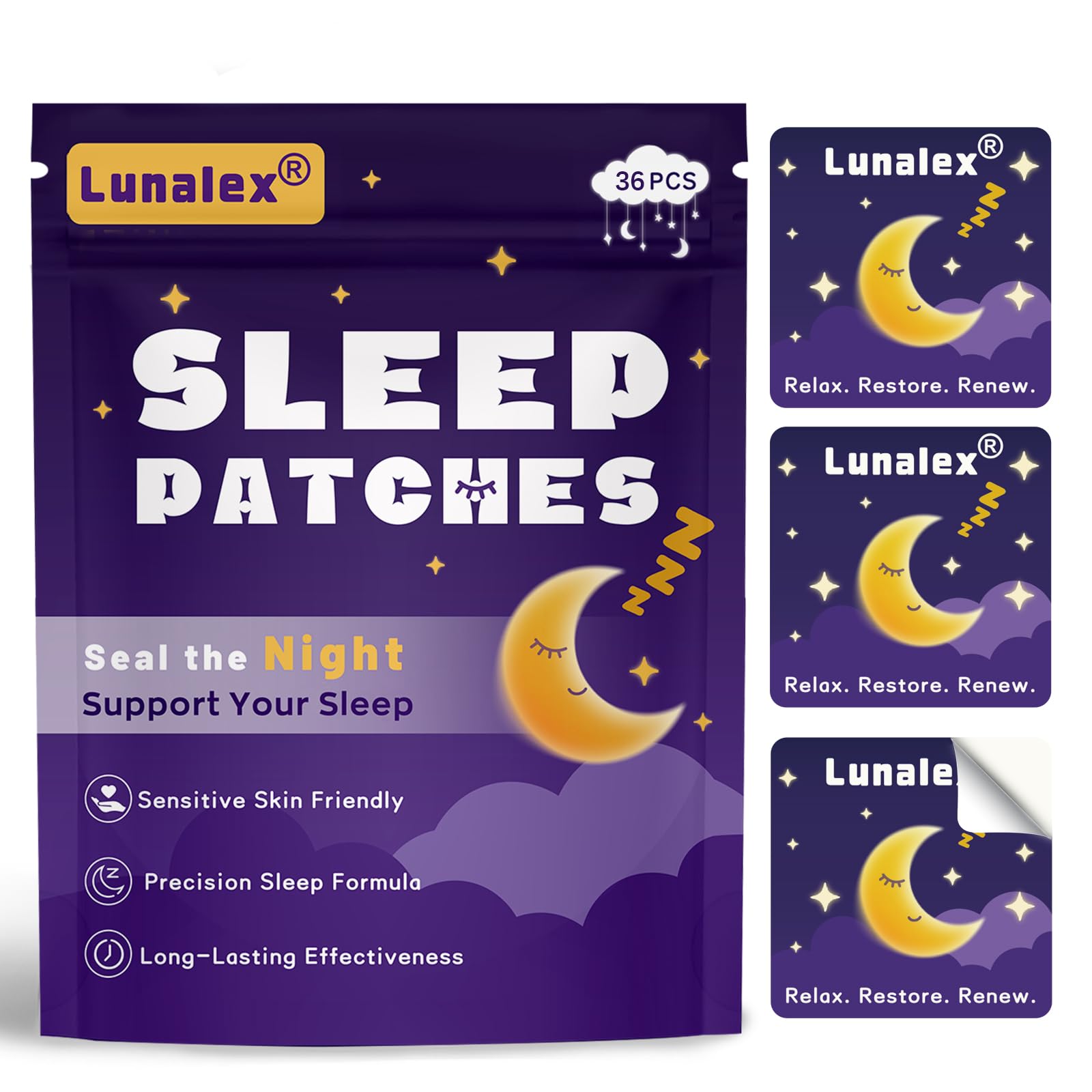 36ct Sleep Patches for Adults Extra Strength – All Natural Nighttime Comfort with Melatonin & Magnesium, Quick-Acting & Long-Lasting