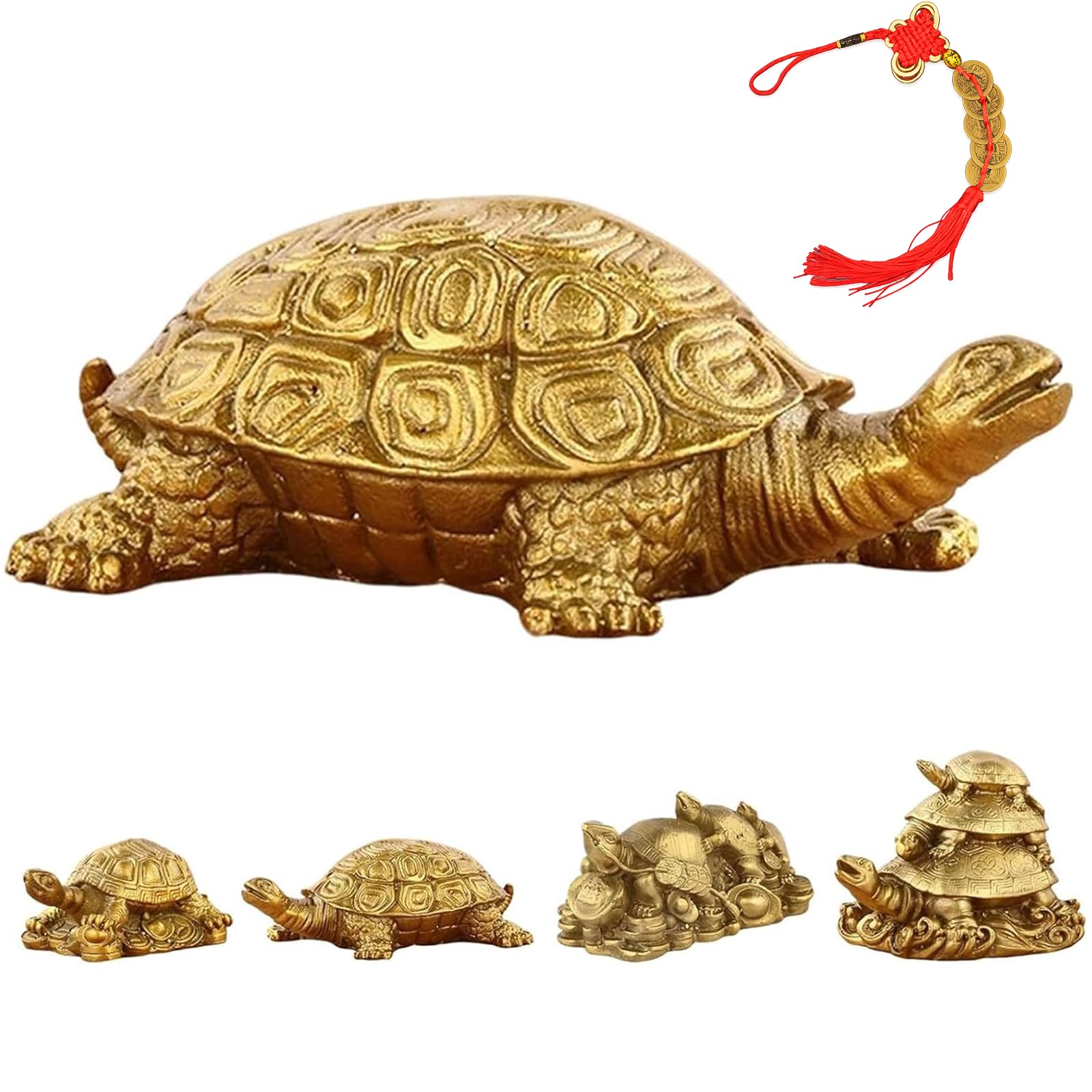 Liocwocne B Pyrite Tortoise Statue Rass Turtle Figurine, Lucky Crystal Feng Shui Crystal Decor For Home Office Desk Shelf, Symbol Of Wealth Prosperity & Luck, Tea Pet Animal Sculpture Gift (B)