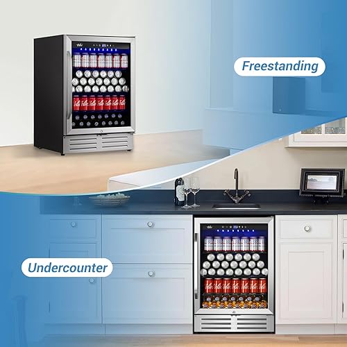 Miniatura 7 de Velivi Refrigerador de bebidas de 24 pulgadas, 210 latas debajo del mostrador, refrigerador de cerveza y bebidas integrado de 24 pulgadas con puerta