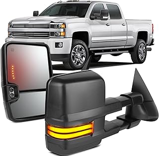 OCPTY Towing Mirrors with Power Heated Left Right Side Tow Mirrors Compatible with for Chevy 1999-2002 for GMC/Suburban 2000-2002 with Running Lights
