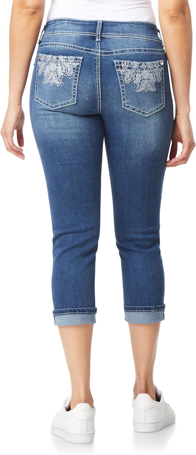 WallFlower Womens Luscious Curvy 23.5" Crop Mid-Rise Bling Insta Stretch Juniors (Standard and Plus) - Image 3