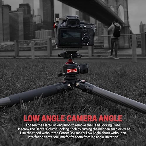 Miniatura 5 de 3Pod Everest T3 - Trípode de fibra de carbono de 4 secciones para cámara, trípode de viaje compacto, columna central reversible para fotografía de