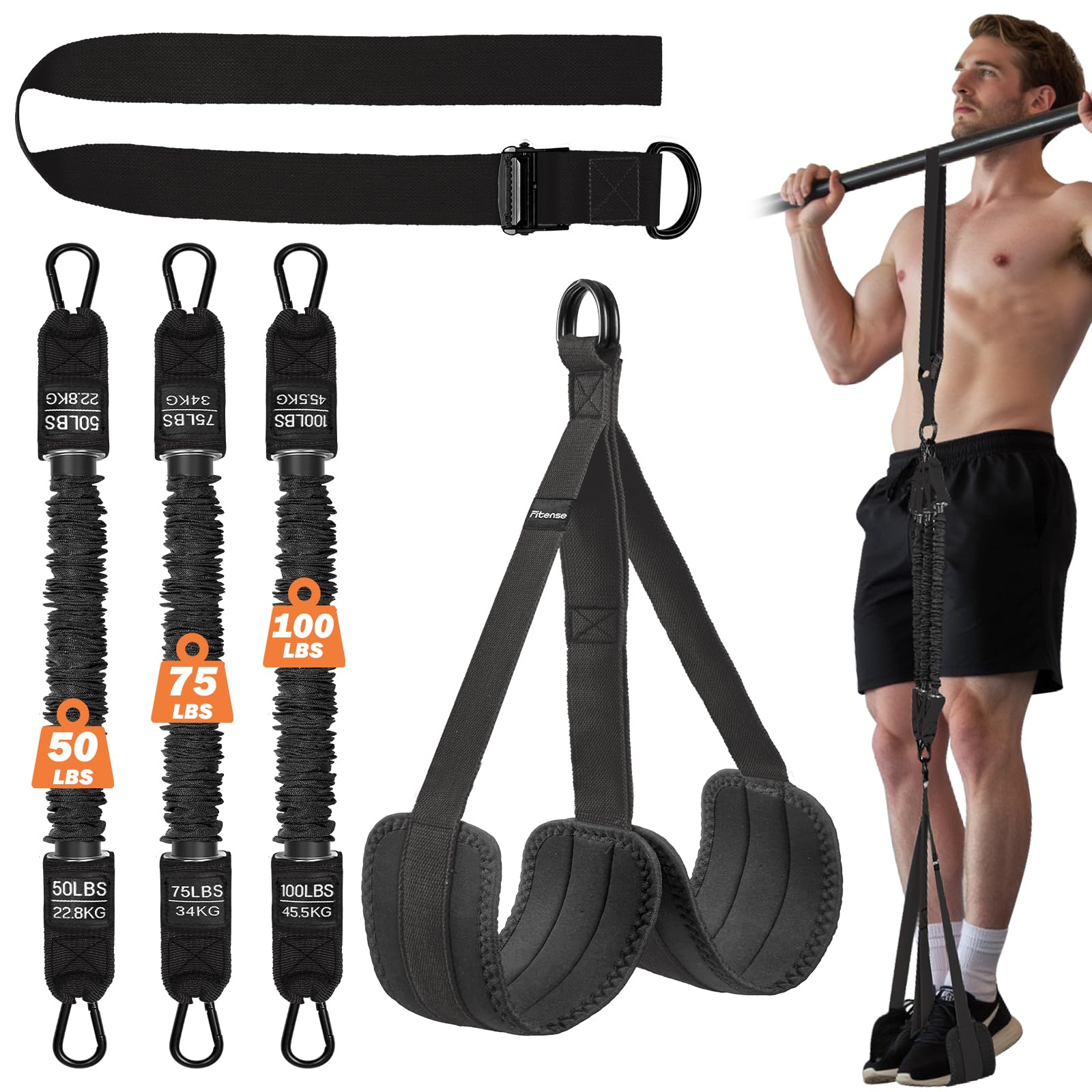 Pull Up Assistance Bands 50-225lbs, Heavy Duty Pull Up Workout Band with Feet Rest, Resistance Band for Pull Up Bar Bands, Pull Up Assist Band Strength Training Workout Equipment, Height Adjustable