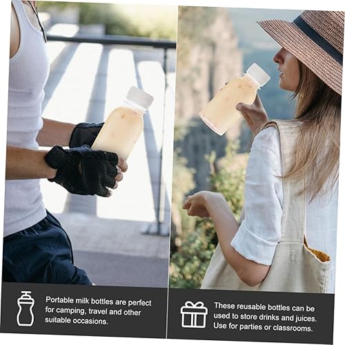 Miniatura 3 de Hoement 8 botellas de leche dispensadoras de jugo, botellas de agua de vidrio transparente, mini vaso de cóctel de terrario, botellas de batido,