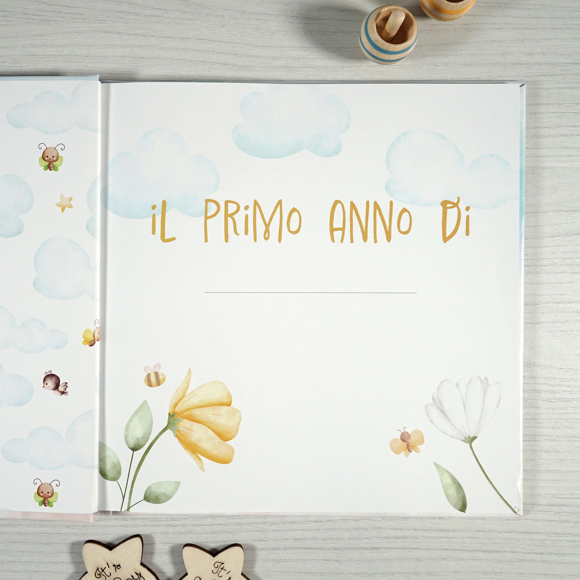 Album primo anno bambino, Libro nascita con copertina personalizzabile, Album dei ricordi, Album primo anno del bambino da compilare, Diario bebè da compilare (Italiano)