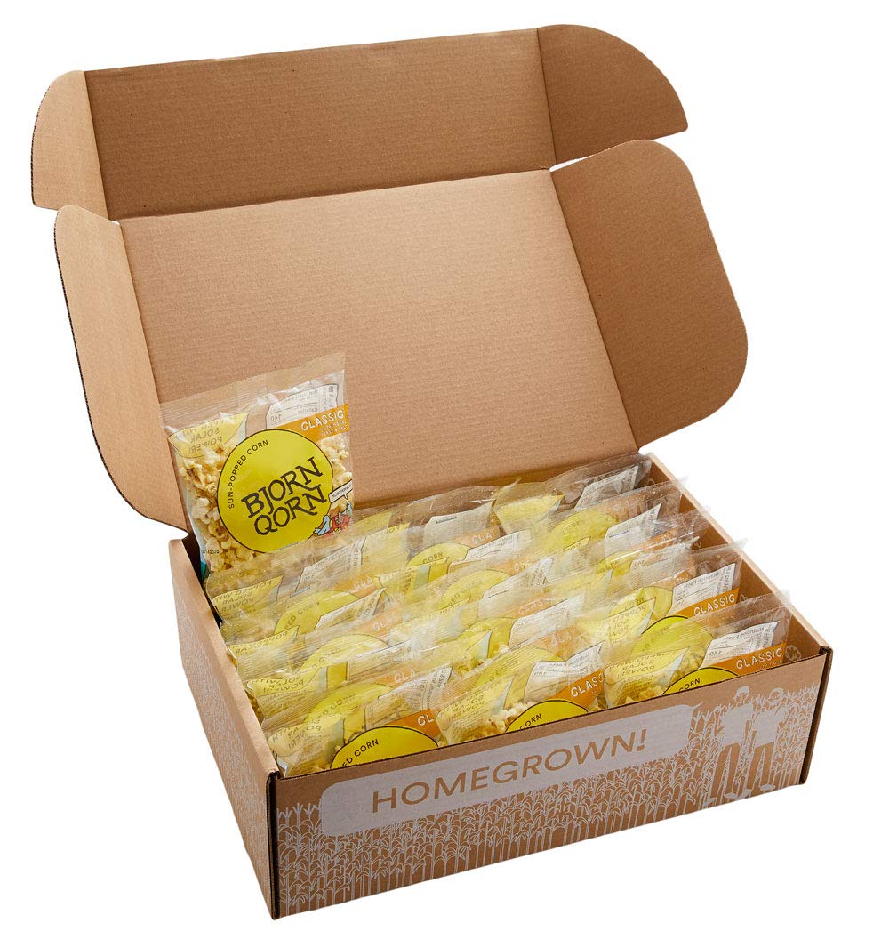 BjornQorn Popcorn Mini-Mix 15 Pack (3 Flavors) - Vegan & Gluten-Free - (5) Classic, (5) Spicy, (5) Cloudy - (15 1oz bags)